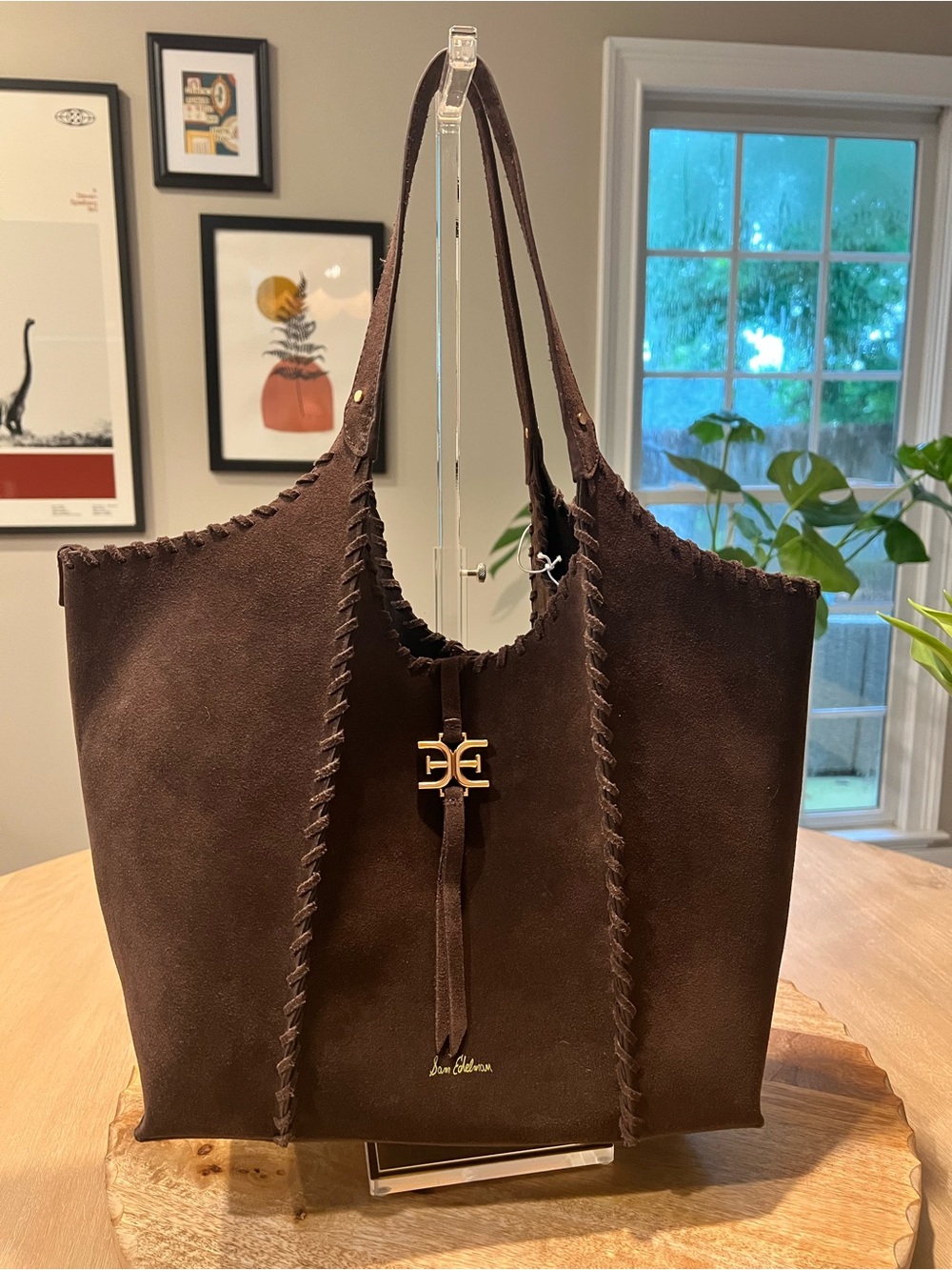 Sam Edelman Dark Brown Suede Hobo style bag NWT